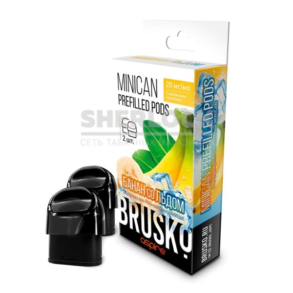 Предзаправленный картридж Brusko Minican Prefilled Pods, 2,4мл, Банан со льдом (2шт)6958947150187 купить с доставкой в СПб, по России и СНГ. Цена. Изображение №8. 