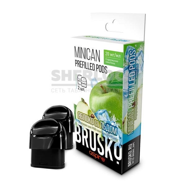 Предзаправленный картридж Brusko Minican Prefilled Pods, 2.4мл, Яблоки со льдом (2шт) купить с доставкой в СПб, по России и СНГ. Цена. Изображение №8. 