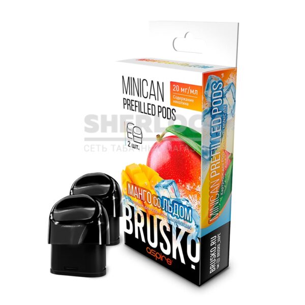 Предзаправленный картридж Brusko Minican Prefilled Pods, 2.4мл, Манго со льдом (2шт) купить с доставкой в СПб, по России и СНГ. Цена. Изображение №8. 