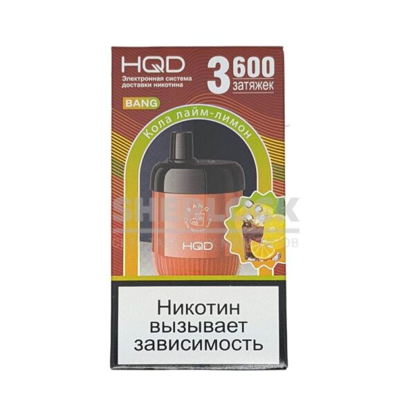 Электронная сигарета HQD BANG 3600 (Кола Лайм Лимон) купить с доставкой в СПб, по России и СНГ. Цена. Изображение №9. 