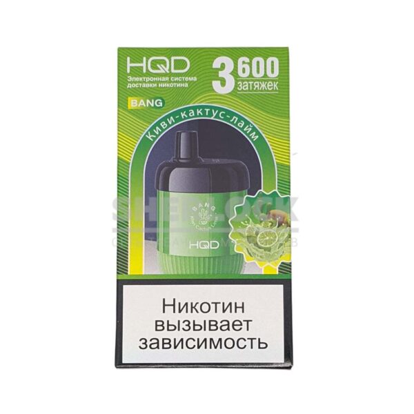 Электронная сигарета HQD BANG 3600 (Киви Кактус Лайм) купить с доставкой в СПб, по России и СНГ. Цена. Изображение №9. 