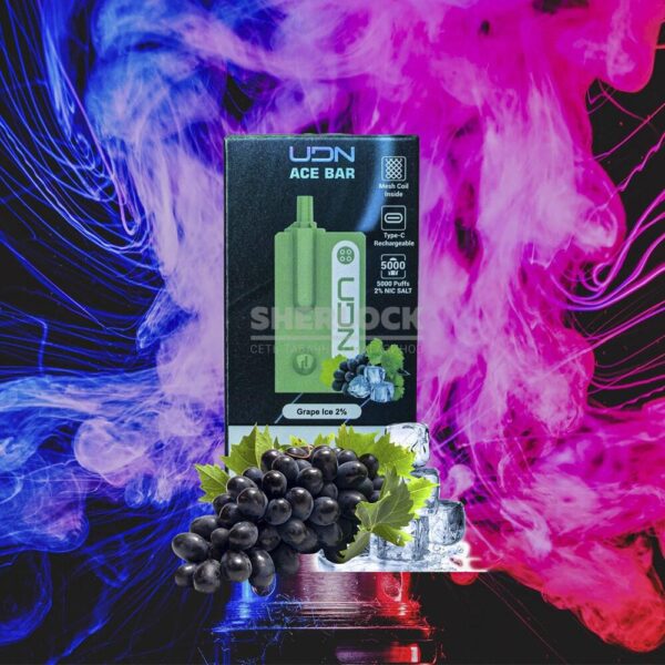 UDN ACE BAR 5000 Grape Ice (Виноградный лед) купить с доставкой в СПб, по России и СНГ. Цена. Изображение №8. 