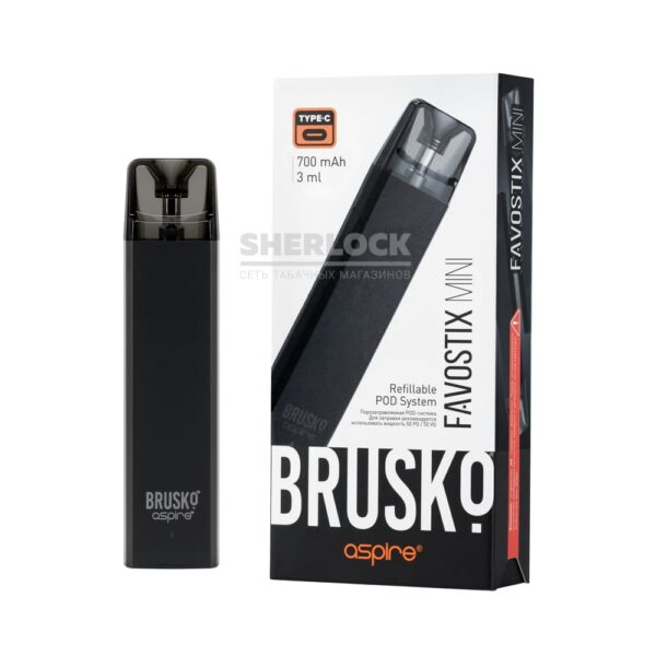 POD-система BRUSKO FAVOSTIX MINI (Черный) купить с доставкой в СПб, по России и СНГ. Цена. Изображение №13. 