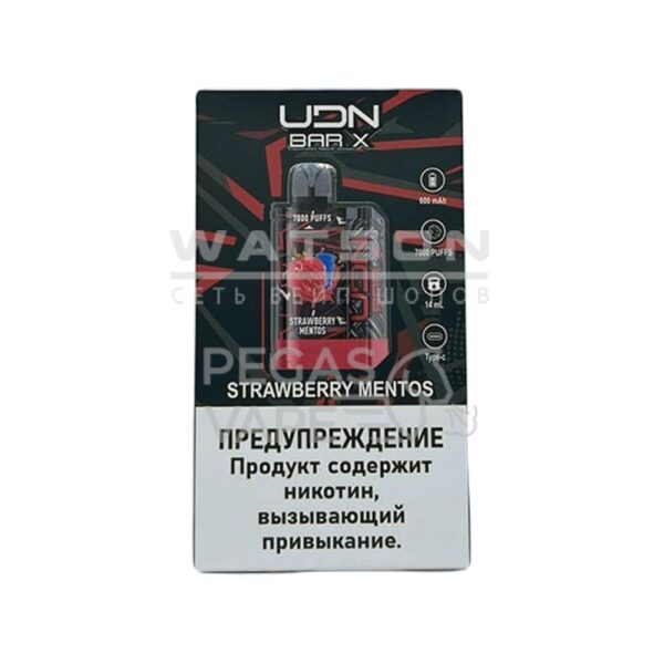 Электронная сигарета UDN BAR X3 7000 (Клубника ментос) купить с доставкой в СПб, по России и СНГ. Цена. Изображение №8. 