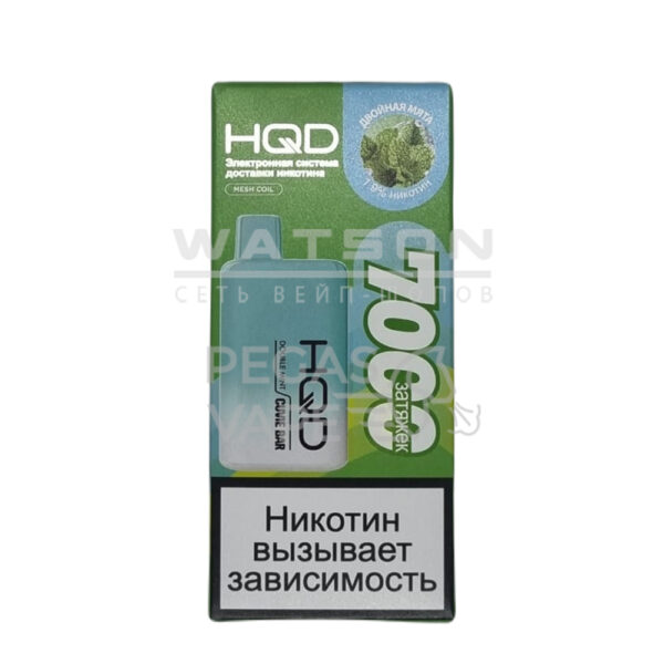 Электронная сигарета HQD Cuvie Bar 7000 (Двойная мята) купить с доставкой в СПб, по России и СНГ. Цена. Изображение №8. 