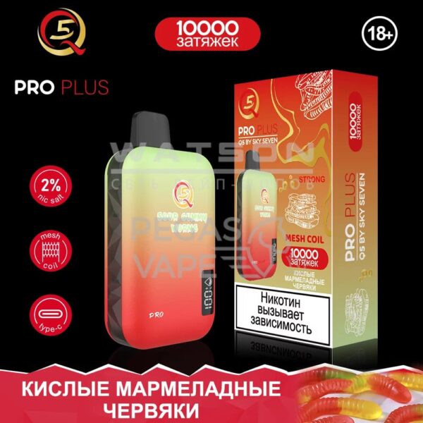 Электронная сигарета Q5 PRO Plus Strong (Кислые Мармеладные червячки) купить с доставкой в СПб, по России и СНГ. Цена. Изображение №8. 