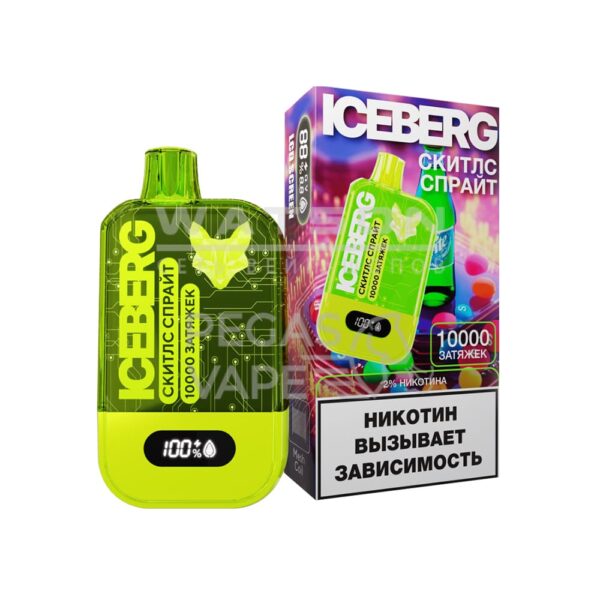 Электронная сигарета ICEBERG MINI 10000 (Скитлс спрайт) купить с доставкой в СПб, по России и СНГ. Цена. Изображение №8. 